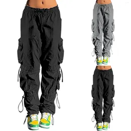 Women's Pants Oversized Parachute Cargo Women Streetwear Vintage Y2k Hip Hop Drawstring Wide Leg Sweatpants Joggers Baggy Techwear