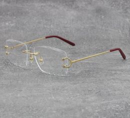 Designer Mens Women 2022 Metal Rimless Eyeglasses diamond Cut Carved lens Square Sun glasses C Decoration Fashion male and female 7618495