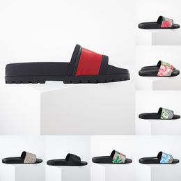 floral Designer-Sandalen für Männer und Frauen, flache Leder-Gummi-Slides, Slider, modische, luxuriöse, gestreifte Gear-Sohle, Claquettes, 【code：L】 gucci sandals