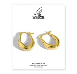 S039STEEL Korean Earrings 925 Sterling Silver Hoop Earring For Women Ushaped Designer Gold Earings Plata De Ley Jewellery Hu8793035