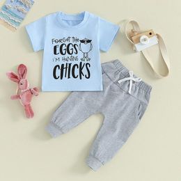 Clothing Sets CitgeeSummer Easter Toddler Baby Boy Outfits Short Sleeve Letter Print T-Shirt Pocket Pants Set Casual Clothes