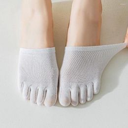 Women Socks Summer Short Elasticity Solid Color Cotton Half Palm Toe Separator Mesh Insoles Five Finger Foot Care