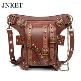 Waist Bags JNKET Women Steam Punk Bag Chain Belt PU Leather Crossbody Shoulder Large Capacity Sling