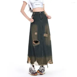 Skirts American Street Vintage Half-body Y2K Streetwear Denim For Womens 2024 Summer Trendy Women's Jeans