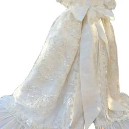 Christening dresses Lolita formal dress with lace sequins for baby and toddler girls shower white ivory bonnet Q240507