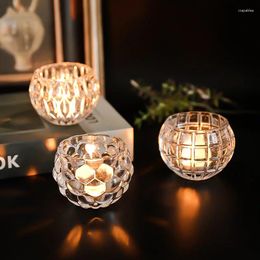 Candle Holders Pumpkin-Shaped Clear Glass Holder Pillar Candles European Exquisite Round Thanksgiving Party Wax Home Decor