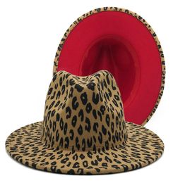 Leopard patchwork Hat Fedora Hats Men Women Jazz Panama Cap Man Woman Wide Brim Caps mens Trilby autumn winter Fashion Accessories4070371