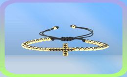 New Design Jewellery Wholesale 10pcs/lot Top Quality 4mm Brass Beads Micro Paved Black Cz Loyal Jesus Macrame Bracelet for Gift5300226