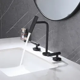 Bathroom Sink Faucets Brushed Gold Basin Faucet Total Brass Grey Widespread 3 Hole And Cold Black Water Tap
