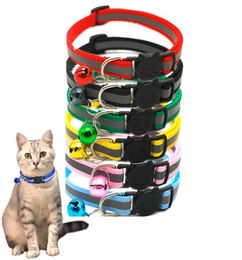 Reflective Pet Collar with Bell Solid Safe Collars for Cats Nylon Kitty Collars Puppy Collar Breakaway6854653