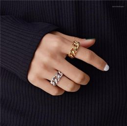 Cluster Rings Punk Gold Silver Color Chunky Chain Link ed Geometric For Women Vintage Open Adjustable Midi Ring11702822