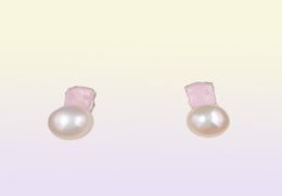 Bear Mini Color Earrings Stud In Silver With Rose Quartite And Pearl Bear Jewelry 925 Sterling Andy Jewel 91543369083808649670334
