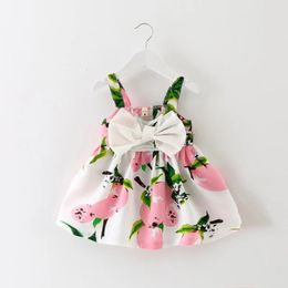 2023 Summer Baby Girl Dress Lemon Print born Infant Dresses Christening Gowns Princess Birthday Dress for Baby Girl 240423