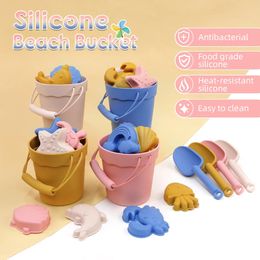 Silikon strandleksak Set Childrens Sand Shovel Toy Shovel Handheld Beach Bucket Parent-Child Beach Sand Spelar Tools 240507