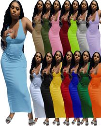 plus size 2XL Women sexy dresses summer clothing spaghetti strap sleeveless maxi skirts fashion clubwear solid color dress 49688766091