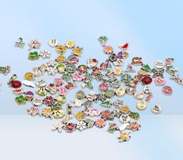 Colourful Images100pcslot Styles Mixed Designs Floating Locket Charm Alloy Charms For Glass Living Lockets Jewellery DIY9627580