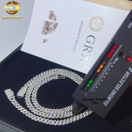 Wholesale Price White Gold One Row Stone Thin 6Mm Sier VVS Moissanite Diamond Cuban Link Chain