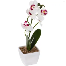 Decorative Flowers Artificial Flower Phalaenopsis Faux Decor Pot Plastic Planter Fake Bonsai Simulated Adornment Orchid