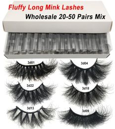 False Eyelashes 2050 Pairs Fluffy Lashes 25mm 3d Mink Whole In Bulk Dramatic Long Natural Makeup9474628