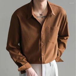 Men's Casual Shirts Solid Colour Lapels Japanese Version Men Lazy Spring And Autumn Tops Youth Temperament Jacket Cotton Fashion Shirt