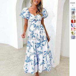 Casual Dresses Designer Dress 2024 Spring/Summer New Style Slim Fit Printed Bubble Sleeves Large Display High end Dress for Women Plus size Dresses