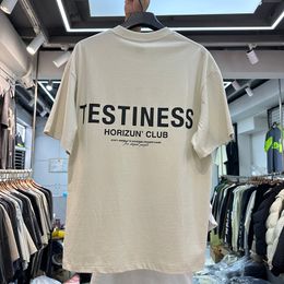 US Size Tees T Shirts Mens Shirt Summer Washed Letters Tshirts Hip Hop Real Pics 24SS F144