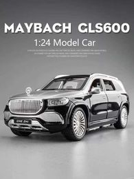 Diecast Model Cars 1 24 Mercedes Maybach Gls600 alloy car model sound and light pull back toy car SUV boy series decorative giftL2405