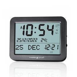 Clocks ALHARAMEEN Table Clock Azan Desk Hour with Qibla Compass Hijri Calendar Prayer Alarm HD Multi Adhan Sound Big Screen