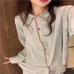 Women's Sleepwear 2024 Derong Pyjamas Women Autumn Winter Thin Velvet Long Sleeved Loungewear Flannel Warm V-neck Homewear Set