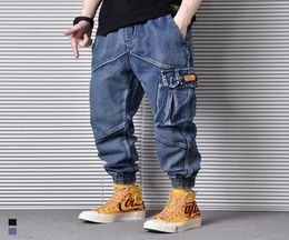 Men039s Jeans Japanese Vintage Fashion Men Jeans Loose Fit Multi Pockets Denim Cargo Pants Streetwear Designer Hip Hop Jean Men4844189