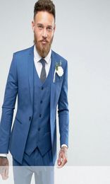 Skinny Wedding Suit Blue England Suits Groom Tuxedos light Blue Man Blazer Groomsman Suit Custom Made Man Suit jacketpantsvest1036494