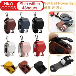 Golf Ball Holder Bag Portable Waist Hanging Storage with Buckle Universal Sporting Leather 240425