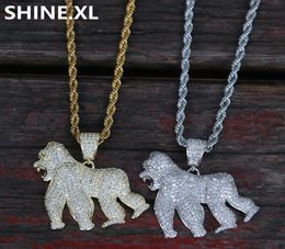 14K Gold Iced Out King Kong Gorilla Pendant Necklace Charm Animal Necklace for Men Women Party Jewelry4201824
