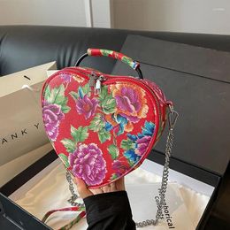 Shoulder Bags Ethnic Style Printing Bag For Women Red Love Heart Wedding Purse Handbag Day Clutch Fashion Retro Crossbody Ladies