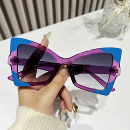 Sunglasses Vintage Tren Colorful Butterfly Sunglasses Women For Female 2024 Luxury Brand Designer Sun Glasses Punk Popular Sexy Shades J240508