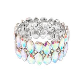 Bangle Womens Statement Stretch Wide Teardrop Marquiseshape Crystal Elastic Bracelet Art Deco Bridal Jewelry Drop Delivery Bracelets Dhovl