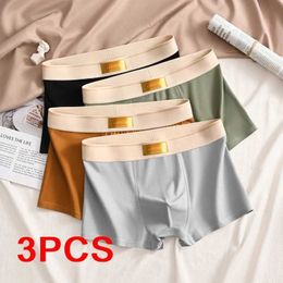 Underpants 3 pieces of luxurious mens underwear mens cotton breathable and comfortable boxing shorts mens underwear plus size underwear underwear gifts Y240507