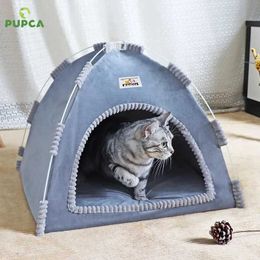 Cat Beds Furniture PUPCA Pet Cat Tent Cave Hut Cat Sleep House For Kitten Puppy Playpen Cage Basket Cat Nesk Kennel Small Dog House Bed Chihuahua d240508