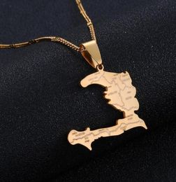Pendant Necklaces The Republic Of Haiti Map Necklace Trendy PortAUPrince Chain Jewelry9052619