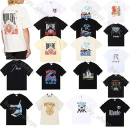 Mens designer t shirt rhude short women mens t shirts rhudes short print streetwear rhudd outdoor shirts short sleeve summer casual loose shirt breathable 643