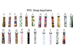 Wristlet Keychain Lanyard Neoprene Strap Band Key Wrist Lanyards Split Ring Key Chain Holder to Match Chapstick Holder Keychain TD7093485
