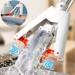 Sponge Mop Free Hand Washing Magic SelfCleaning Squeeze Water Flat Floor Wiper Tile Wringer Cotton Squeezer Household Help 240508