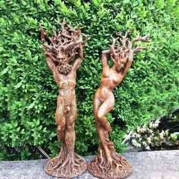 Sculptures Forest Goddess Statue Resin Tree God Sculpture Ornament Garden Crafts Creative Statue Home Room Desk Decoration Accessories