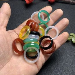 Cluster Rings 10pcs Black Green Red Glass Agates Circle Band Jade Stone Finger Women Ring Party Wedding Jewellery