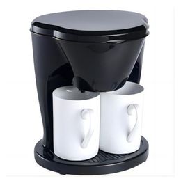 Double Serve Coffee Maker with 2 Porcelain Cups, Washable & Removable Filter Cone, Serving Spoon - Compact and Easy to Use Coffee Machine for Home & Office