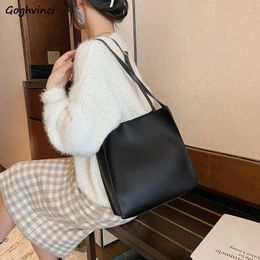 Shoulder Bags Large Capacity Women PU Leather Spring Causal Totes Pure Soft Simple Korean Style Office Lady All-match Handbags