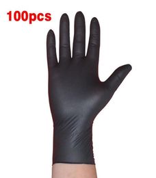 Black 100pcslot Food Grade Waterproof Allergy Disposable Work Safety Nitrile Gloves Mechanic8882140