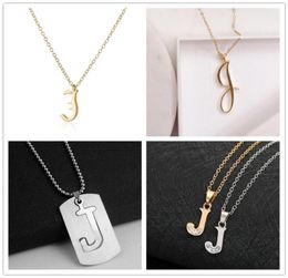 Letter J Stainless steel alloy Alphabet name Initial pendant necklace monogram America English word sign chain friend woman mothe2805319