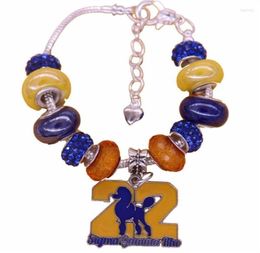 Charm Bracelets Drop Ship Yellow Blue Big Hole Beads Greek Poodle Sigma Gamma Rho Bracelet With Chain Fawn227217459