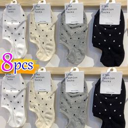 Women Socks Polka Dot Boat Spring Summer Cotton Fashion Cartoon Non-slip Breathable Invisible Spotted Short Low Ankle Stockings